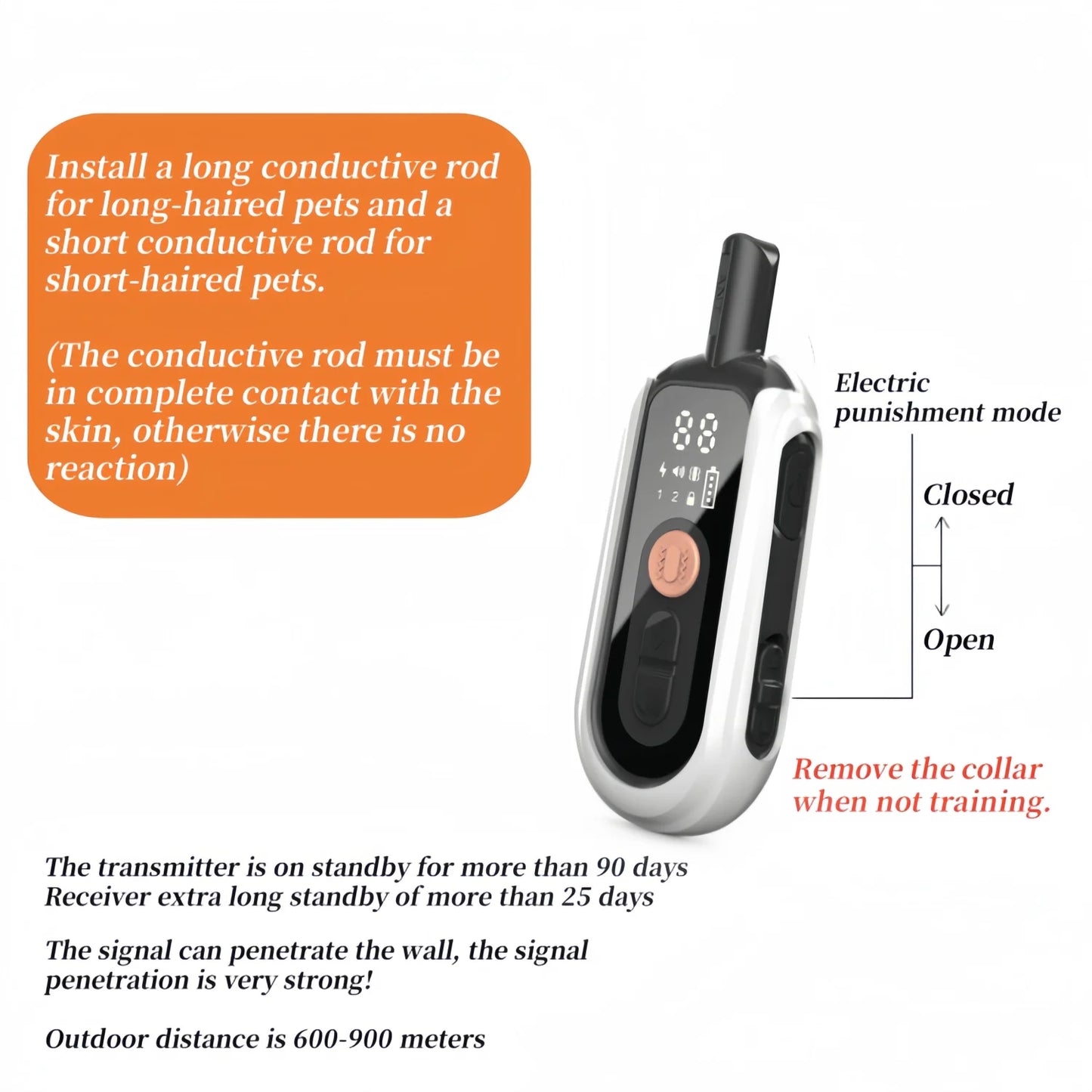 Training Collar Waterproof Dog Bark Collar Pet With Remote Control.