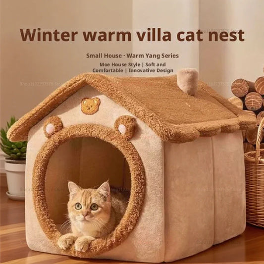 Foldable Washable Pet House for Small Dogs and Cats Removable Soft Cave Sofa Bed.