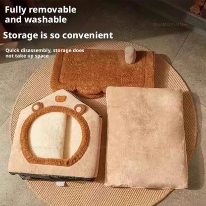 Foldable Washable Pet House for Small Dogs and Cats Removable Soft Cave Sofa Bed.