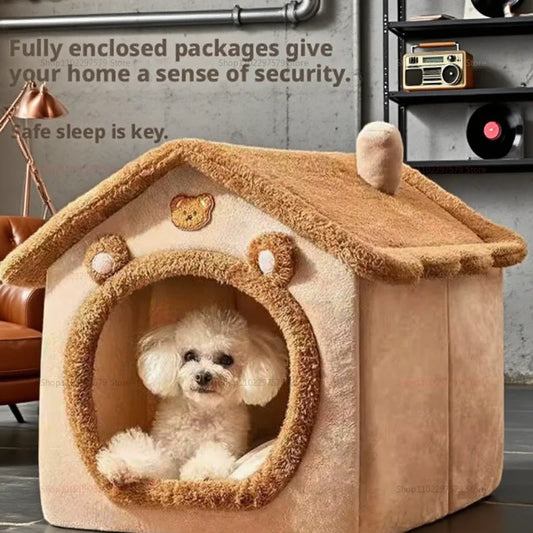 Foldable Washable Pet House for Small Dogs and Cats Removable Soft Cave Sofa Bed.