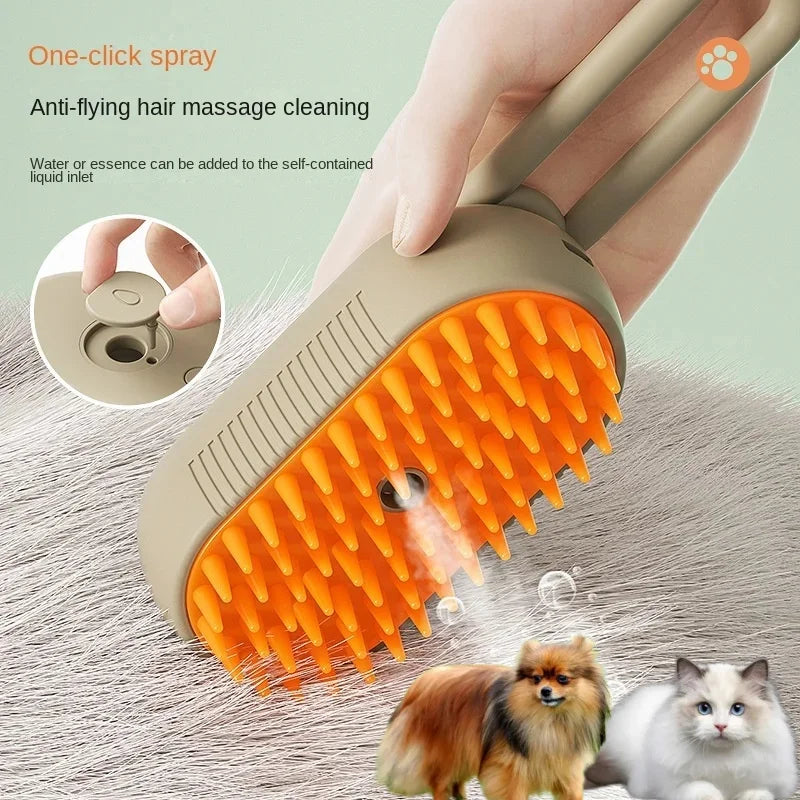 Steamy Dog Brush Electric Spray Cat Hair Brush 3 in1