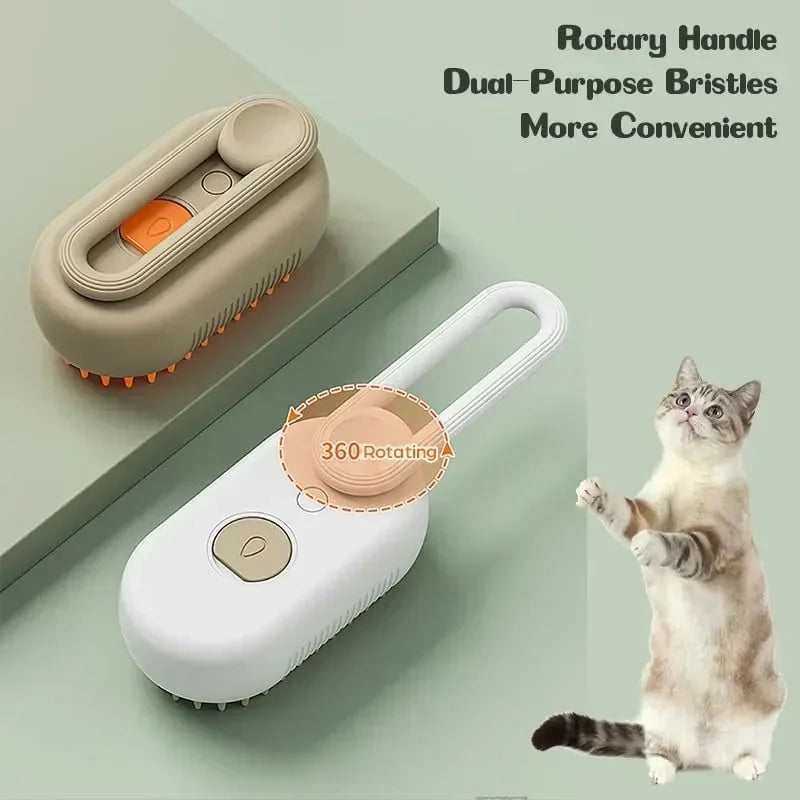 Steamy Dog Brush Electric Spray Cat Hair Brush 3 in1