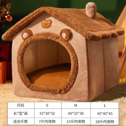 Foldable Washable Pet House for Small Dogs and Cats Removable Soft Cave Sofa Bed.